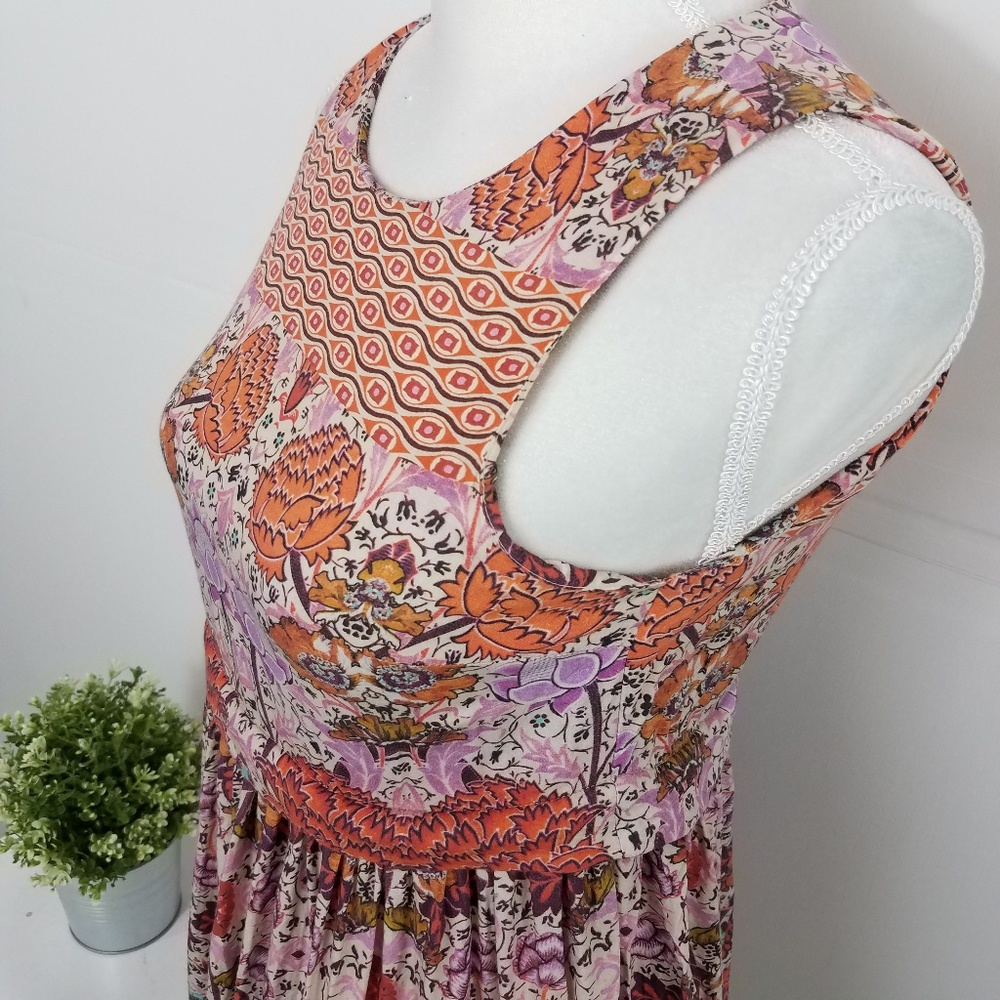 Topshop Orange Pink Floral Tunic Top Pockets 4 - Picture 3 of 8